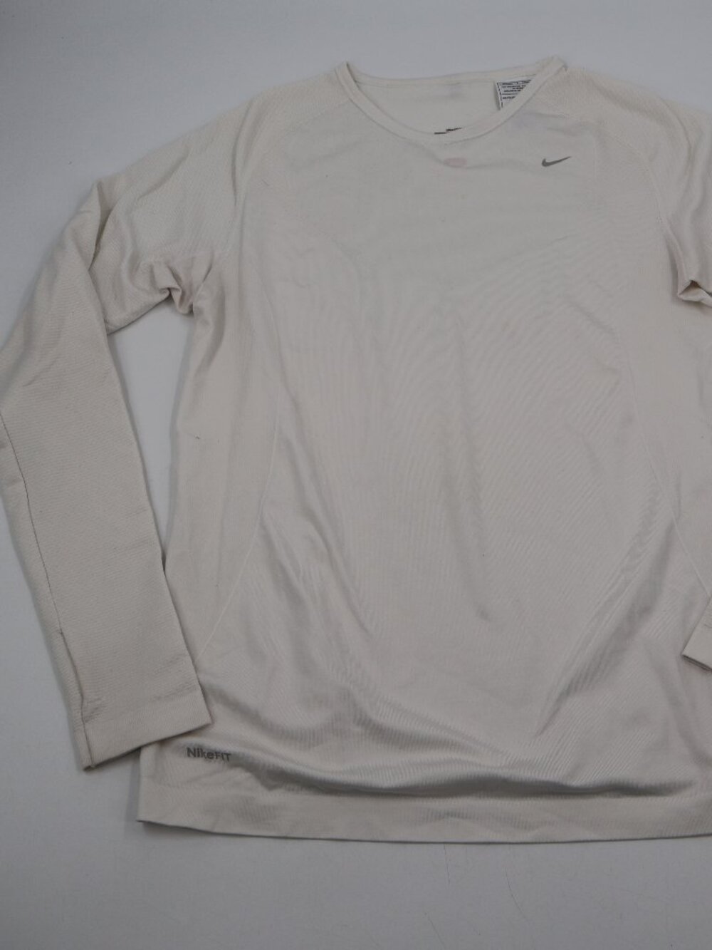 Nike Fit Dry Long Sleeve Top Women Large Cream Mesh Back 238753-100